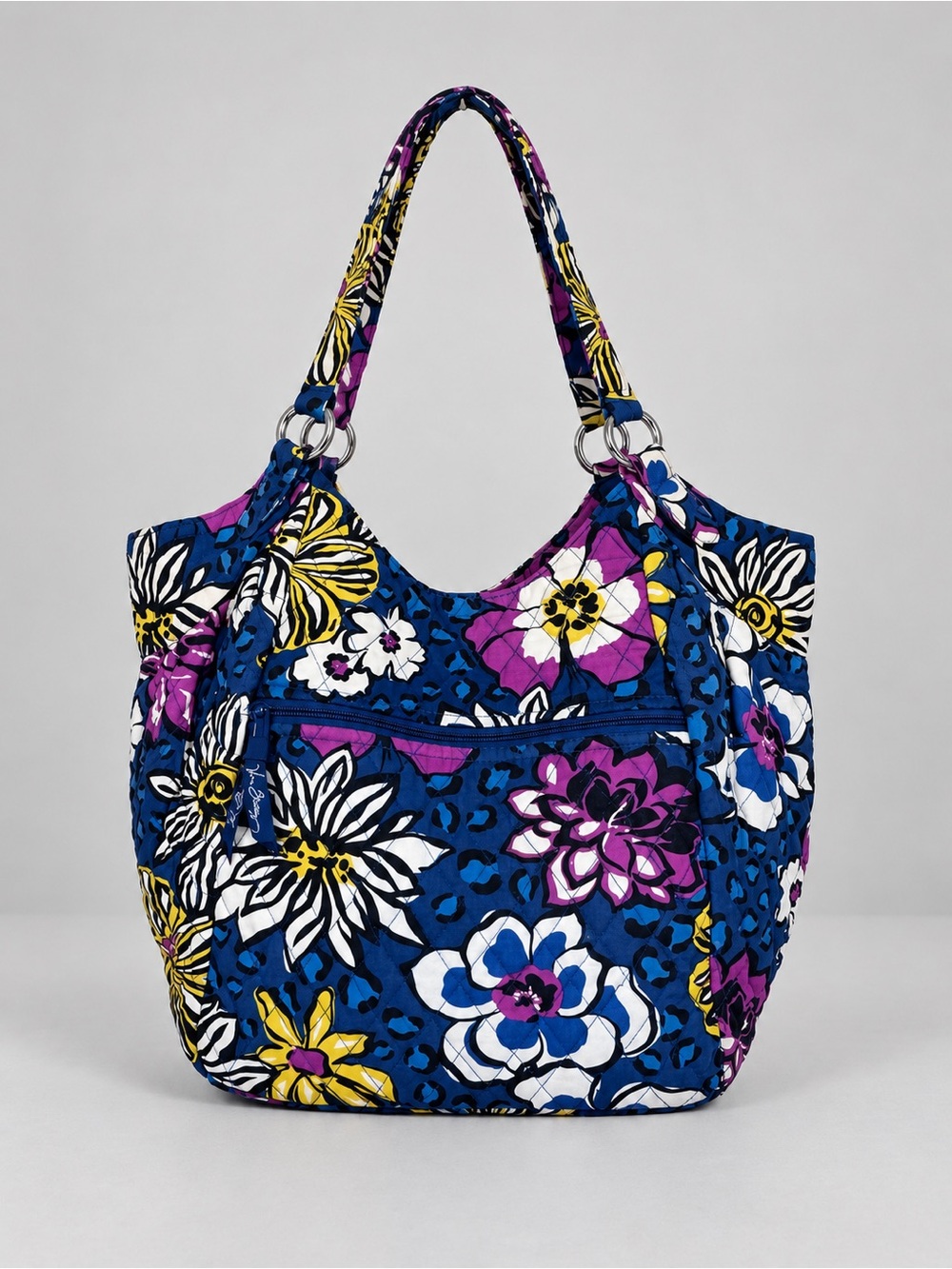 Vera Bradley Crescent Handbag African Violet Blue Floral Quilted Retired